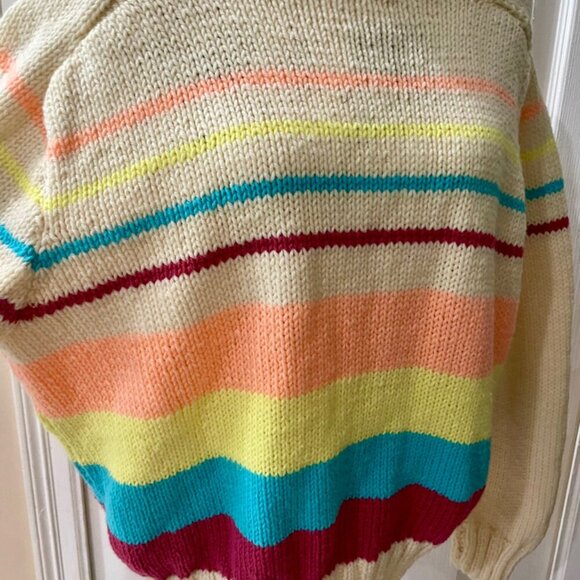 GRANNY SQUARE CHUNKY WOOL SWEATER COLOR POP SIZE MEDIUM - Picture 9 of 14